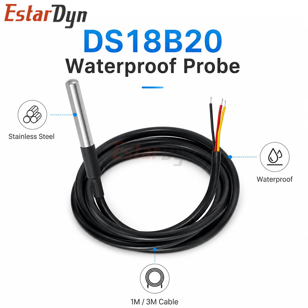Ds18B20 Temperature Sensor - Estardyn DS18B20 Su Geçirmez Dijital Sıcaklık